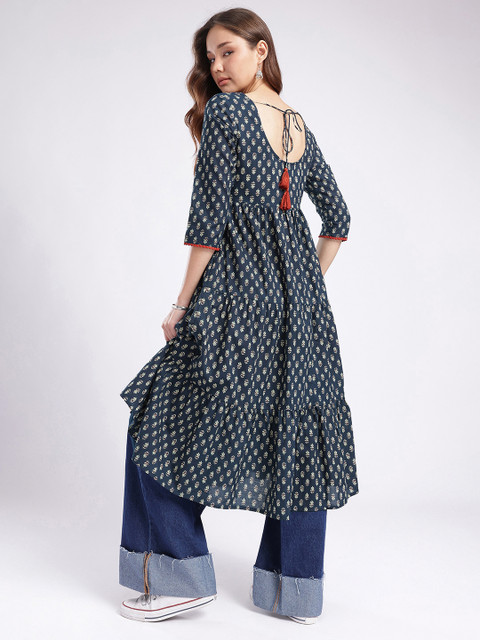 fusion by glitchez Indie Ethnic Motifs Printed Tiered Kurta