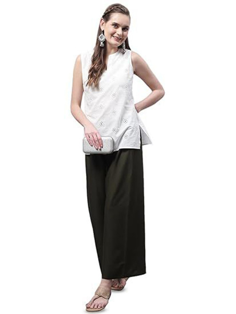 eyba Women Flared Knitted Ethnic Palazzos