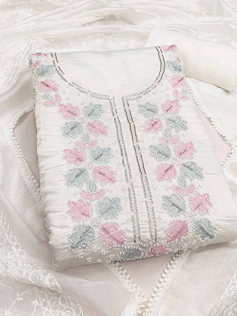 Peachmode Embroidered Pure Cotton Unstitched Dress Material