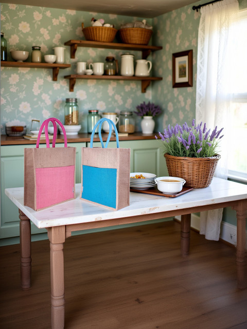 FOONTY Set of 2 Colourblocked Daily Use Eco Friendly Lunch bags Travel Accessory