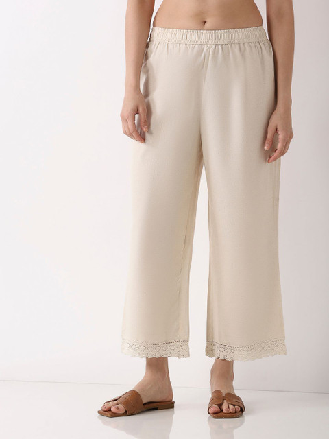 Biba Women Embroidered Knitted Cotton Ethnic Palazzos