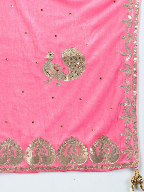 Moda Rapido Ethnic Motifs Embroidered Embellished Velvet Dupatta with Gotta Patti - Image 2