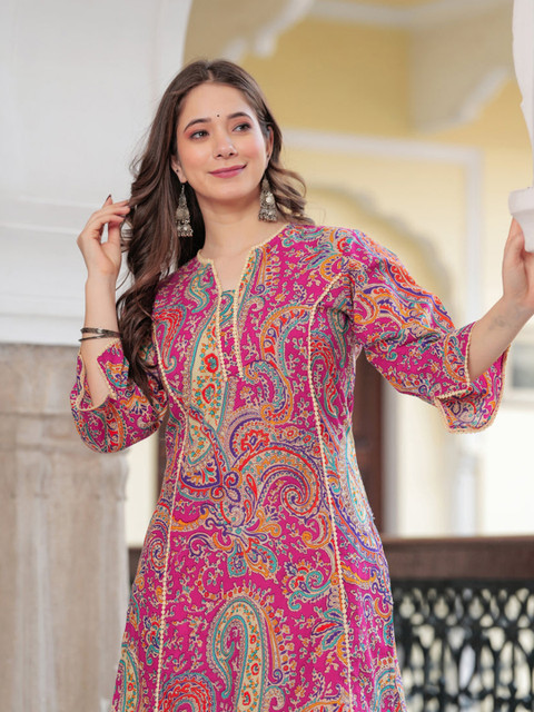 QUEENSFAB Women Paisley Printed Kurta