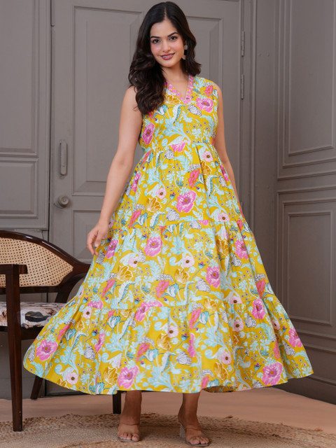 RD FAB Floral Print A-Line Maxi Dress