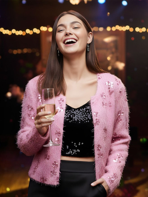 Sera Women Fur Party Embellished Shrug