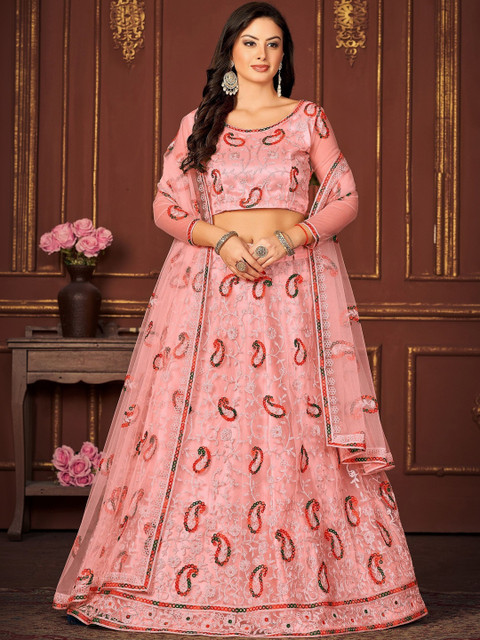 Warthy Ent Women Embroidered Semi-Stitched Lehenga & Unstitched Blouse With Dupatta