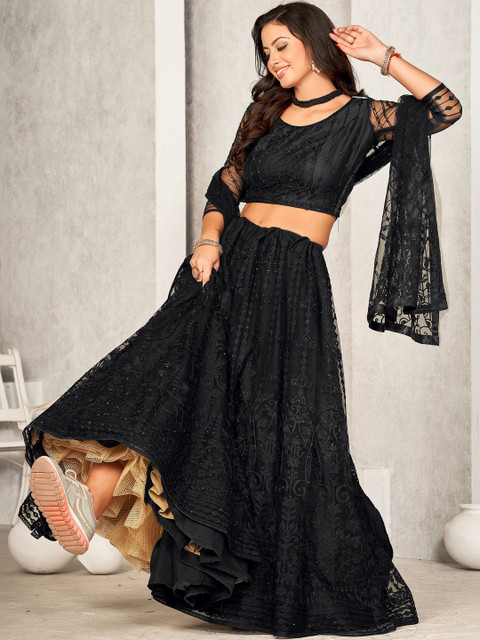 Warthy Ent Women Embroidered Semi-Stitched Lehenga & Unstitched Blouse With Dupatta