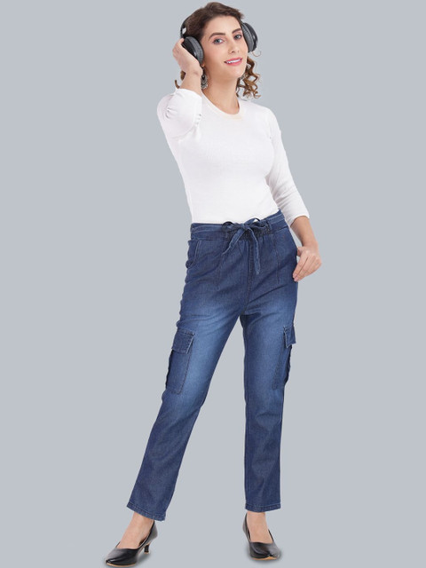 MM-21 Women Classic Straight Fit High-Rise Pleated Cargos Trousers