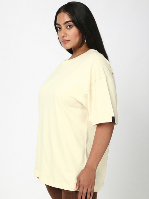 Bewakoof Plus Women Beige Oversized Plus Size T-shirt - Image 3