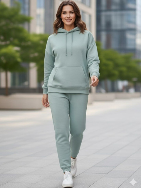 UnaOne Women Solid Hooded Tracksuit