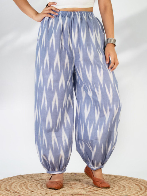 LetsDressUp Women Powder Blue Plus Size Ikat Printed Farshi Salwar