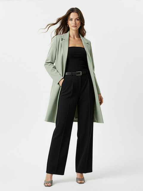 all about you Notched Lapel Single-Breasted Flannel Overcoat