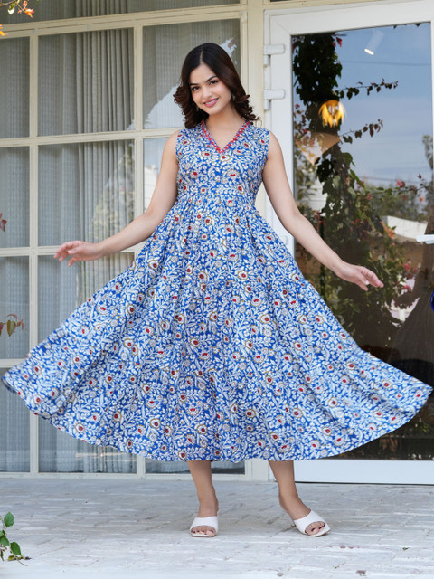 RD FAB Floral Print Fit & Flare Midi Dress