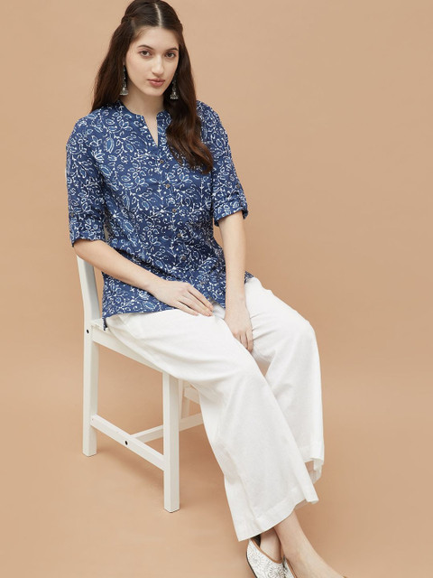 Melange by Lifestyle Botanical Printed Pure Cotton Kurti