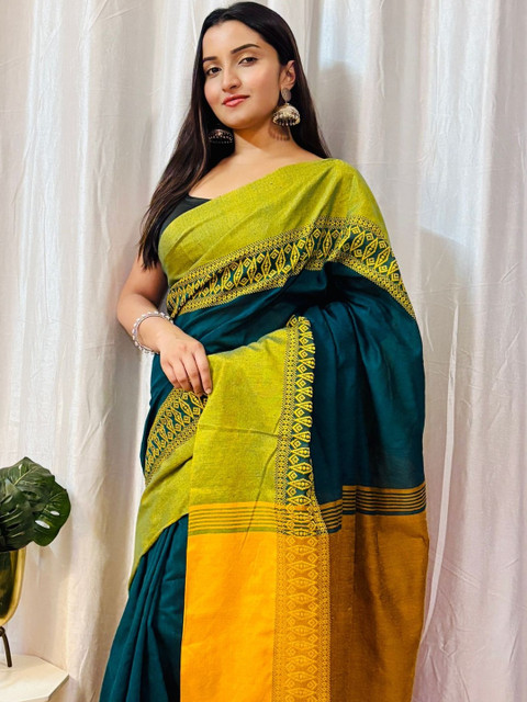 DESH BIDESH Pure Cotton Handloom Jamdani Saree