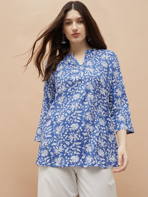 Melange by Lifestyle Women Floral Printed Mandarin Collar Kurti