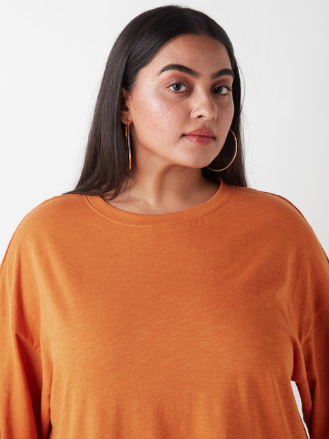 Bewakoof AIR Women Plus Size Solid Round Neck Cotton Oversized T-shirt - Image 2