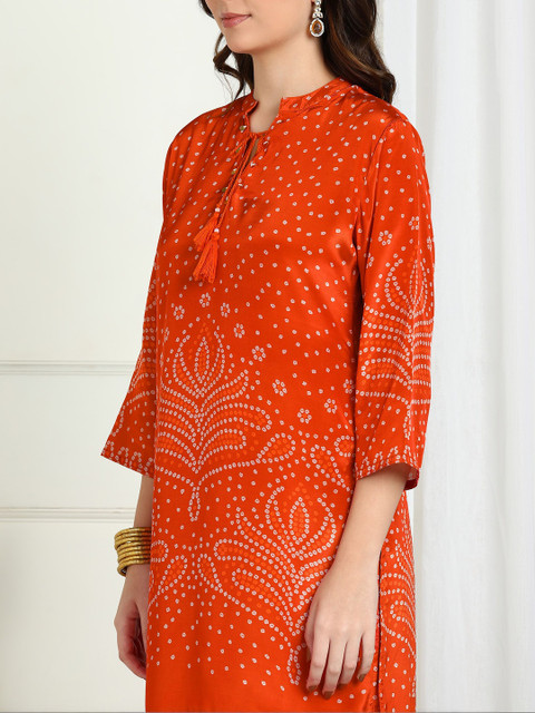 Sangria Bandhani Printed Tunic With Palazzos Co-Ords - Image 5