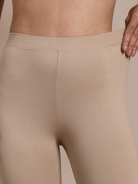 TWIN BIRDS Women Beige Solid Ankle-Length Leggings - Image 7