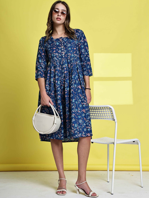 Rajnandini Floral Print A-Line Dress