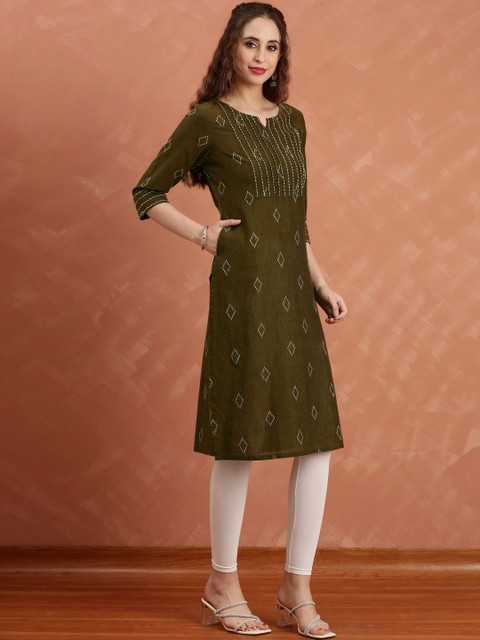 Anouk Women Ethnic Motifs Thread Work Dobby Kurta - Image 6