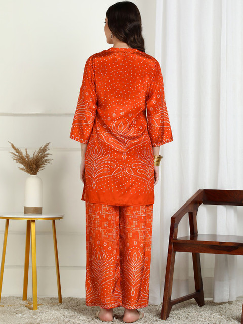 Sangria Bandhani Printed Tunic With Palazzos Co-Ords - Image 6
