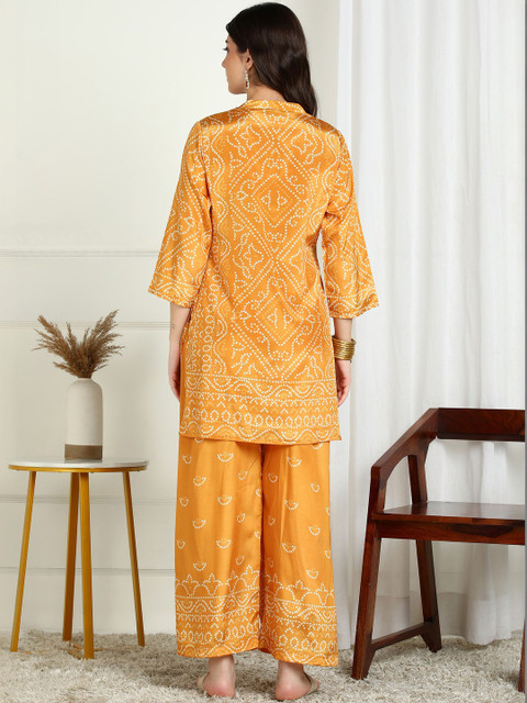Sangria Bandhani Printed Tunic With Palazzos Co-Ords - Image 6
