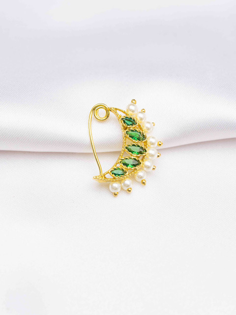 Zeraki Jewels Gold-Plated Artificial Stones and Beads Nath Ring Nosepin