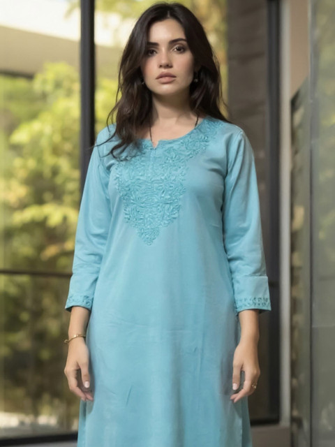 Indo Era Women Floral Embroidered Thread Work Floral Kurta