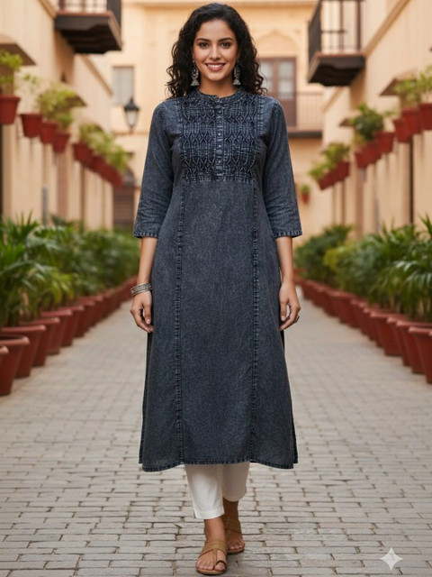SK Creation Women Denim Kurta