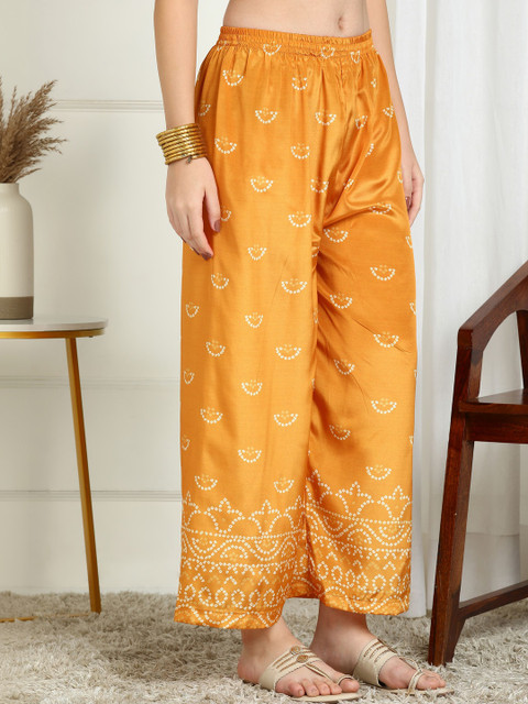 Sangria Bandhani Printed Tunic With Palazzos Co-Ords - Image 4