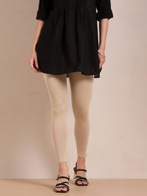 TWIN BIRDS Women Beige Solid Ankle-Length Leggings