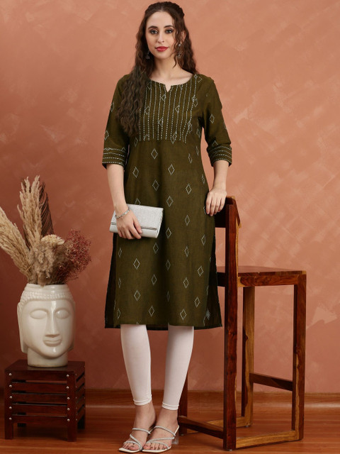 Anouk Women Ethnic Motifs Thread Work Dobby Kurta - Image 5