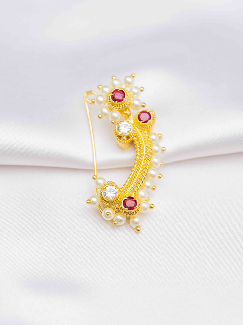 Zeraki Jewels Gold-Plated Artificial Stones and Beads Nath Ring Nosepin