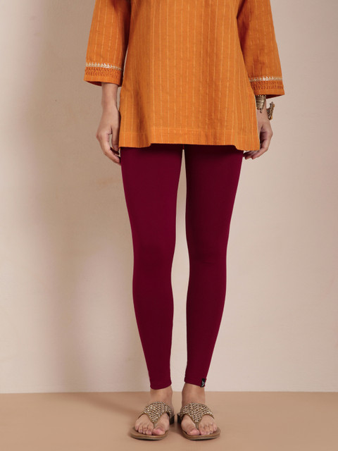 TWIN BIRDS Women Maroon Solid Ankle-Length Leggings