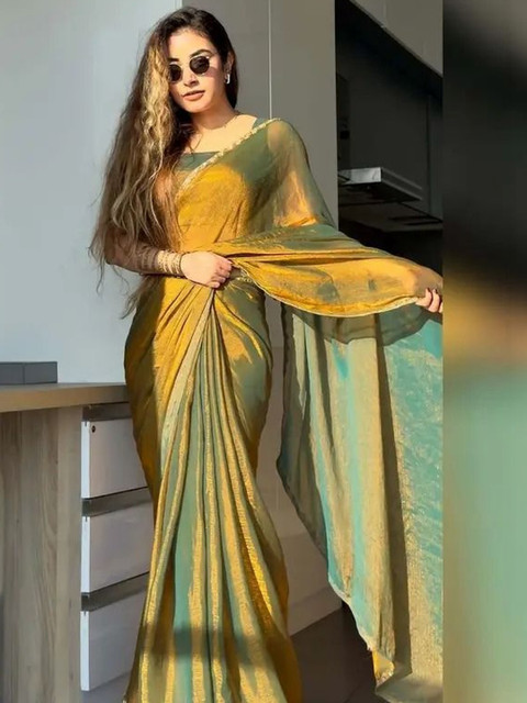 ROFOLO Ombre Zari Pure Chiffon Saree