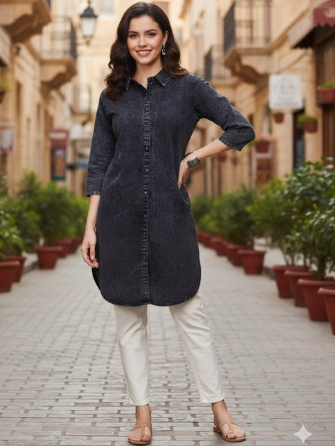 SK Creation Shirt Collar Denim Kurti