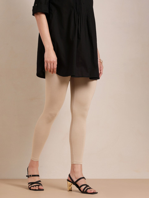 TWIN BIRDS Women Beige Solid Ankle-Length Leggings - Image 2