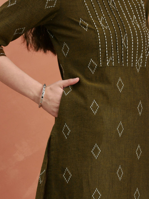 Anouk Women Ethnic Motifs Thread Work Dobby Kurta - Image 4