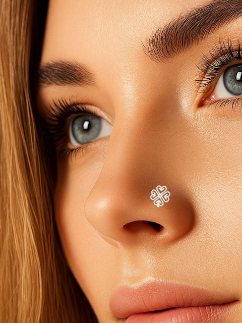 Sangria Heart Designed Ethnic Look 925 Sterling Silver Nosepin with Wire - Image 5