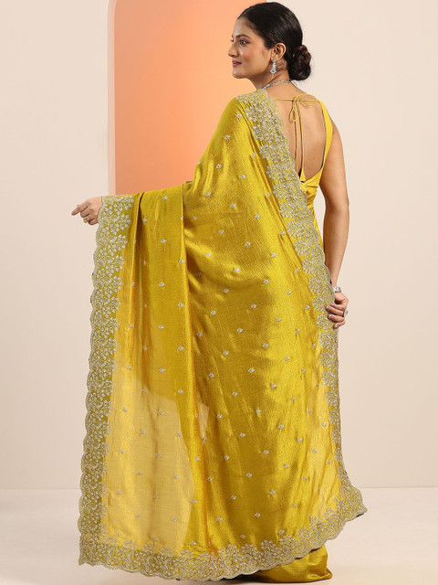 Libas Ethnic Motifs Embroidered Silk Blend Heavy Work Saree - Image 7