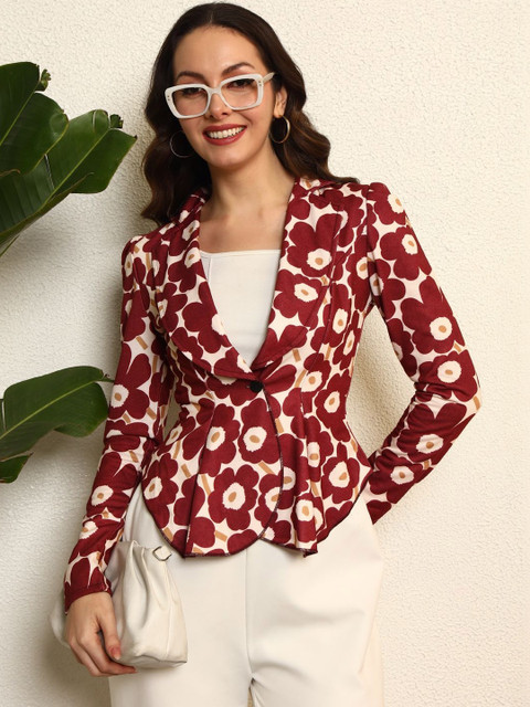 BAESD Printed Notched Lapel Casual Blazers