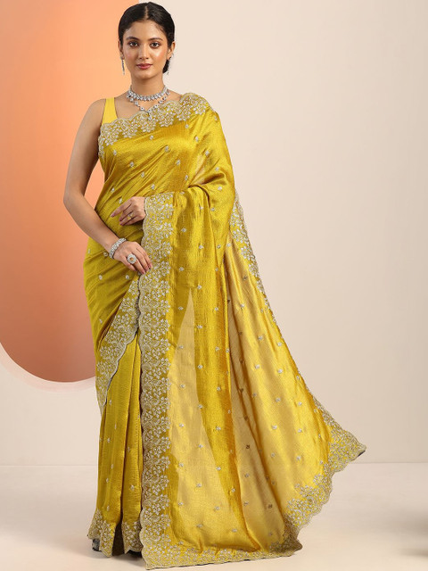 Libas Ethnic Motifs Embroidered Silk Blend Heavy Work Saree