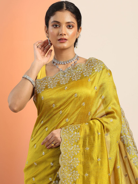 Libas Ethnic Motifs Embroidered Silk Blend Heavy Work Saree - Image 5