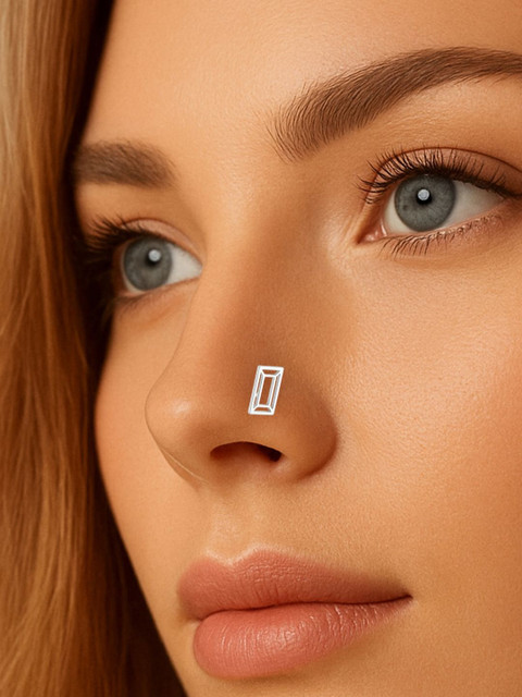 Sangria Women Rectangle Geometric 925 Sterling Silver Wire Nose Pin - Image 3