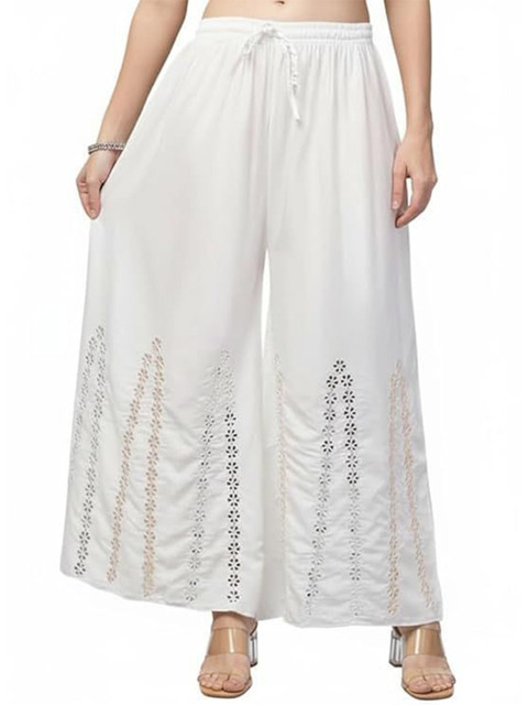 Thrifty Thread Ethnic Motifs Embellished Wide Leg Palazzos