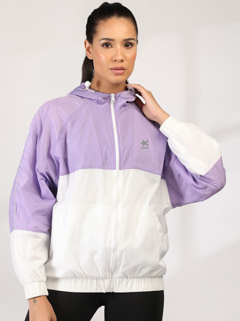 HRX by Hrithik Roshan Women Hooded Colourblocked Windcheater Sporty Jacket