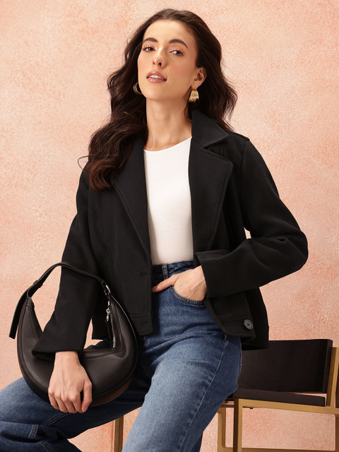 all about you Notched Lapel Collar Crop Tailored Jacket