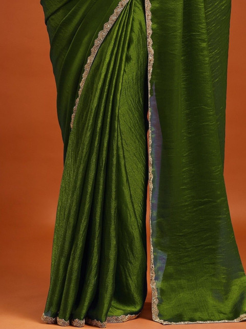 LOROFY Beads and Stones Khandua Silk Wedding Chanderi Saree - Image 5