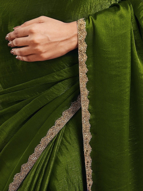 LOROFY Beads and Stones Khandua Silk Wedding Chanderi Saree - Image 6